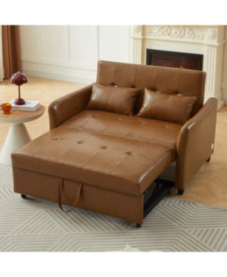 51.57" Convertible Sleeper Bed, Adjustable Oversized Armchair with Three USB Ports for Small Space