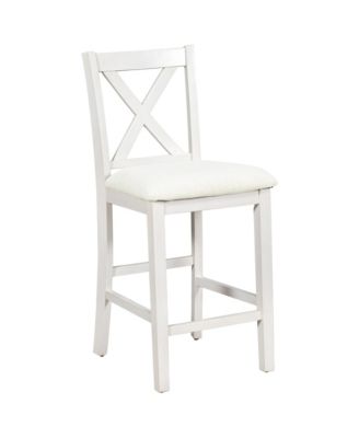 Streamdale 5 Pieces Counter Height Rustic Farmhouse Dining Room Wooden Bar Table Set with 2 stools and 2 Chairs, White