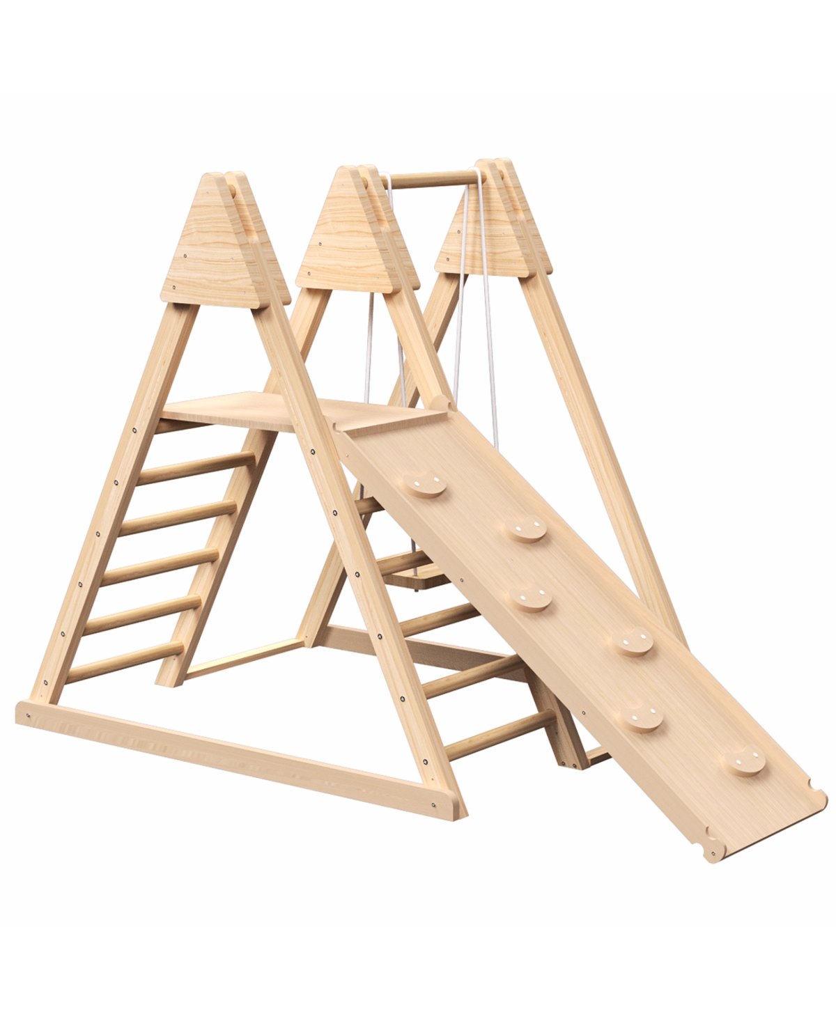 Streamdale Furniture 4-in-1 Juniper Foldable Indoor Play Gym for Kids Swing, Slide, Ladder, Climbing Wall