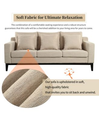 Streamdale  Furniture Mira Comfy 3-Seat Sofa with Wooden Legs, Modern Style for Living Room or Study