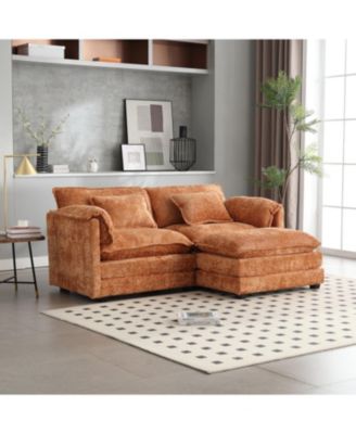  Chenille fabric, removable armrests with side pockets, high density sponge filling, oversized double sofa with footstool