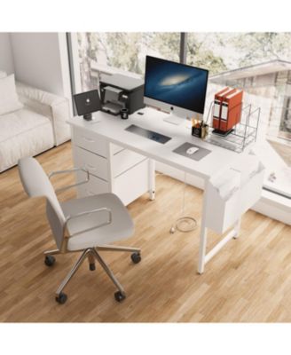  47" Office Desk with Power Outlet, Storage, and Reversible Design