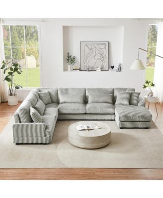 Streamdale 129" U-Shaped Sectional Sofa in Corduroy with Chaise