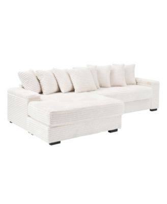 Beige Flannelette Sofa with 8 Throw Pillows