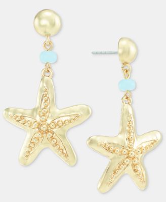 Bead & Starfish Drop Earrings