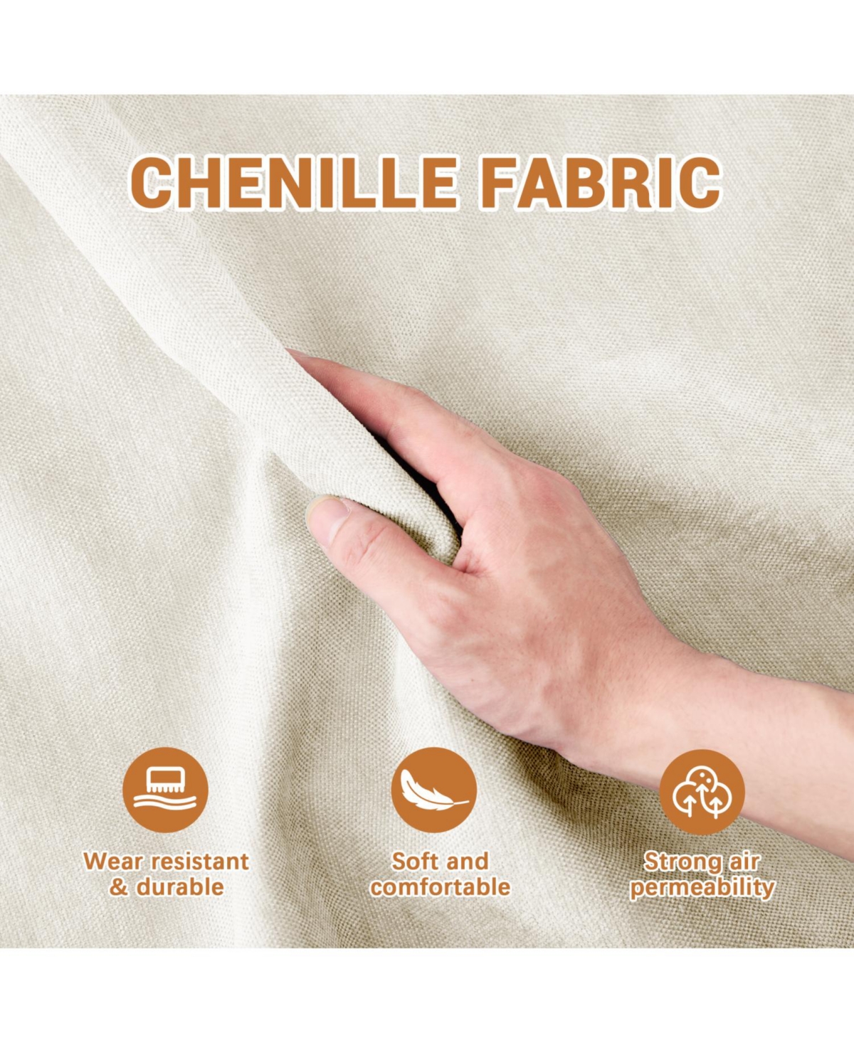 Streamdale Furniture Chenille 2-Seater Sofa with Ottoman & Pillows - Beige