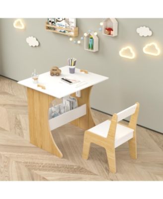 Kids Wooden Table & Chair Set - Convertible Tabletop