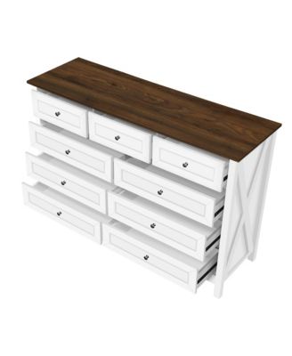  Rustic White 9-Drawer Dresser