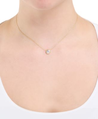 Cubic Zirconia Bezel Set Station Pendant Necklace