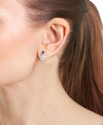 Crystal Stone Snowman Stud Earrings
