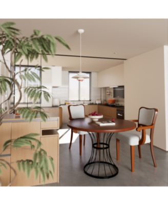 42" Round Oak Dining Set- Table & 2 Walnut Armchairs