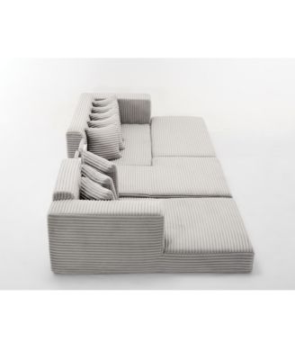 Oversize Cloud Couch L-Shape Sofa Bed, 8 Pillows, Corduroy