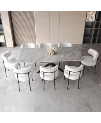 Extendable Dining Table Set with Upholstered Chairs