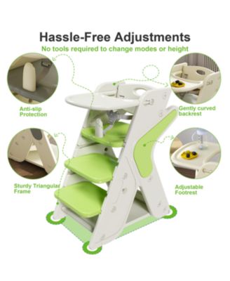 Adjustable High Chair, Toddler Tower, 5-Point Harness, Large Tray