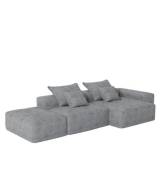 Streamdale Modern Oversized Chenille Sectional Sofa with Ottoman & Pillows