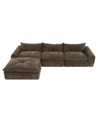  116" Fully Compressed Sofa, High Density Foam, No Assembly, Chenille