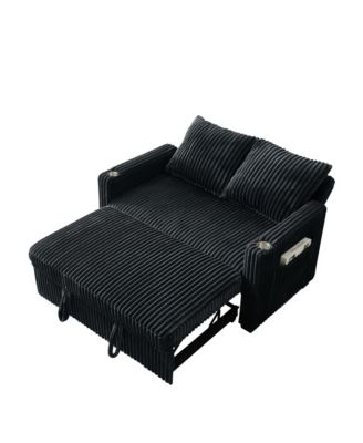 53" Corduroy Sleeper Sofa with USB Charging & Adjustable Back