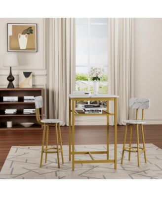 Bar table, equipped with 2 bar stools, with backrest and partition