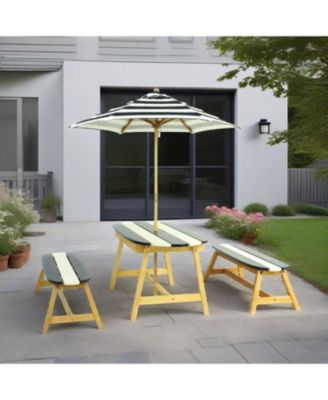 Streamdale Naturally Playful Kids Picnic Table with Umbrella, Indoor/Outdoor Toys-Dark Blue