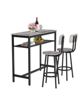 Streamdale Bar Table & 2 Stools Set, Space Saving Pub Dining