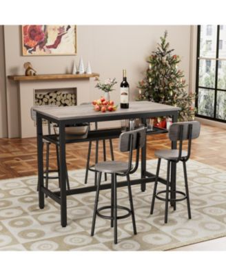 Bar Table & 4 Chairs - Counter Height, Gray