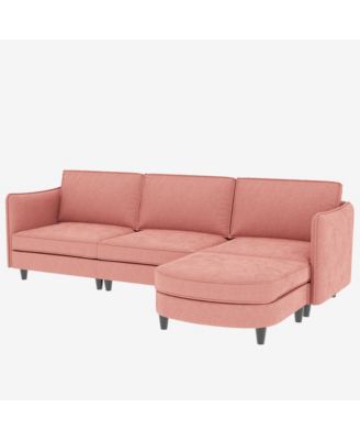 107.8" 3 Seater L-Shaped Sofa Couch with Ottoman & Pockets