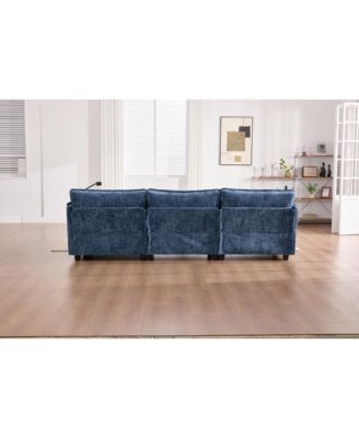  Oversized Sectional Sofa Cloud Couch w/ Ottoman, USB & Phone Holder