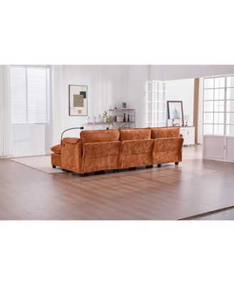 Oversized Sectional Sofa Cloud Couch w/ Ottoman, USB & Phone Holder