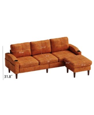 Streamdale Orange Convertible Sofa with Storage & Footstools