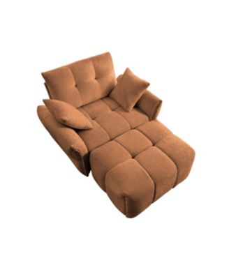 Streamdale Ergonomic Sofa with Ottoman, High-Resilience Cushions, Burnt Orange