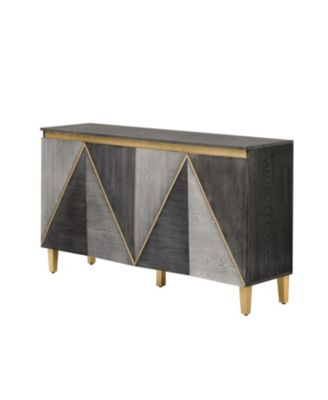 60" Retro Buffet Cabinet - 4-Door Sideboard with Adjustable Shelves (Gray)