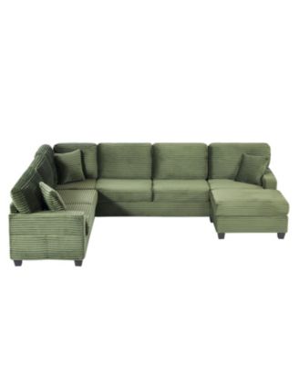 Streamdale U-Shaped Sectional Sofa with Ottoman & Storage - Green