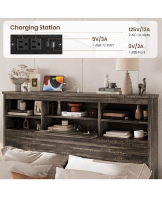 Streamdale Queen Bed Set- Storage Headboard, Nightstands, Dresser