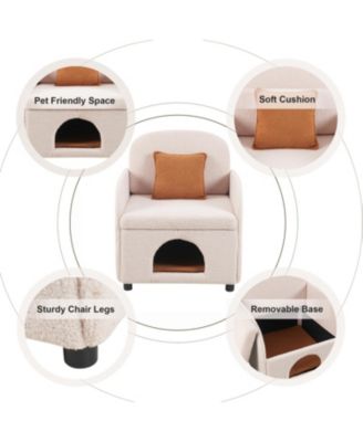 Cream White 2-in-1 Pet-Friendly Sherpa Armchair with Lumbar Pillow
