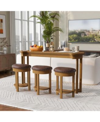 Streamdale Bar Table Set with 3 Stools - Counter Height, Natural