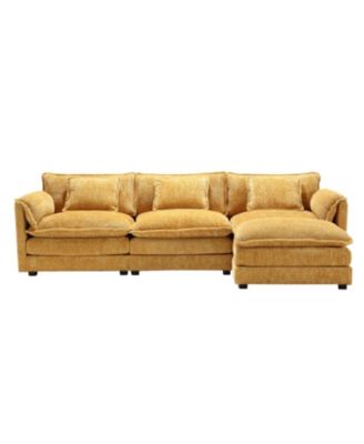 Oversized Chenille Sectional Sofa with Ottoman & Memory Foam