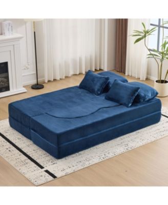 Queen Chenille Foldable Sofa Bed - Convertible Futon Couch