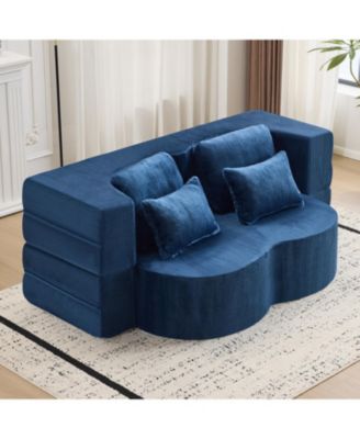 Queen Chenille Foldable Sofa Bed - Convertible Futon Couch