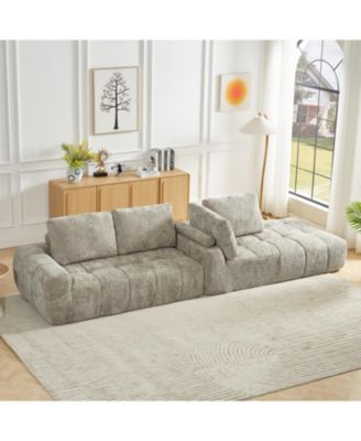 Chenille L-Shape Sectional Sofa, Comfy Sleeper Couch, No Assembly