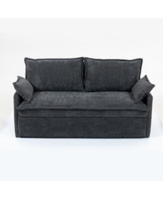 Pull Out Sofa Bed, Corduroy Sleeper Couch w/ Storage & USB Ports