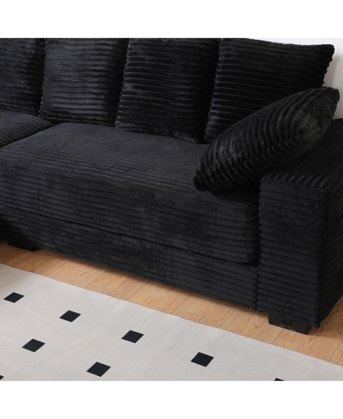 Streamdale Furniture Corduroy Sectional Sofa w/ Ottoman & Pillows