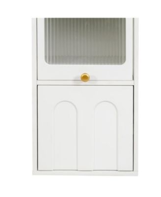 Streamdale White Sideboard Storage Cabinet  & Multi-Functional with Glass Doors