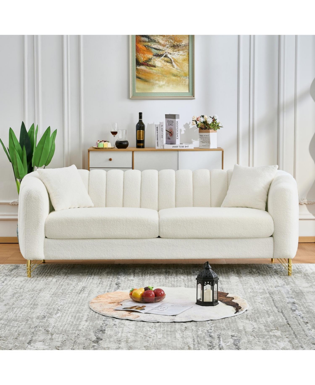 Streamdale Furniture 85" Chenille Sofa, 3 Seater Deep Couch, Tufted