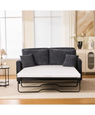 Sleeper Sofa Bed, Pull Out Couch, 2 Seater Linen Convertible Sofa