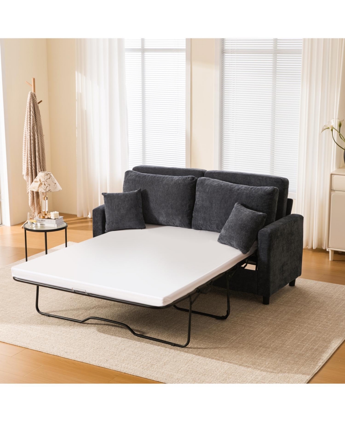 Streamdale Furniture Sleeper Sofa Bed, Pull Out Couch, 2 Seater Linen Convertible Sofa