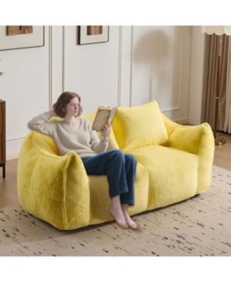 Giant Yellow Bean Bag Couch with Pillows
