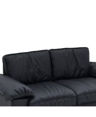Black Faux Leather Storage Loveseat - Modern 2-Seater Sofa