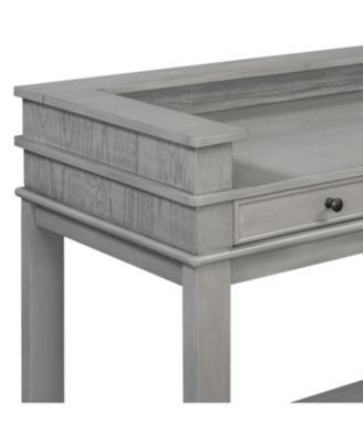 4-Piece Retro Dining Table Set with 3 Storage Drawers (Light Grey)