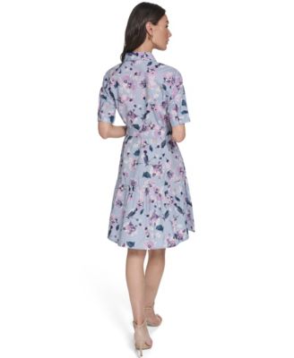 Women's Short-Sleeve Collared Shirt Dress