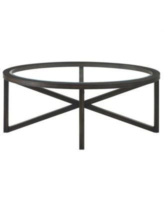 Modern Glass Coffee Table - Wood Base, Round Top